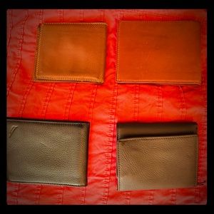 4 Wallet Bundle - Red, Brown, Black Leather